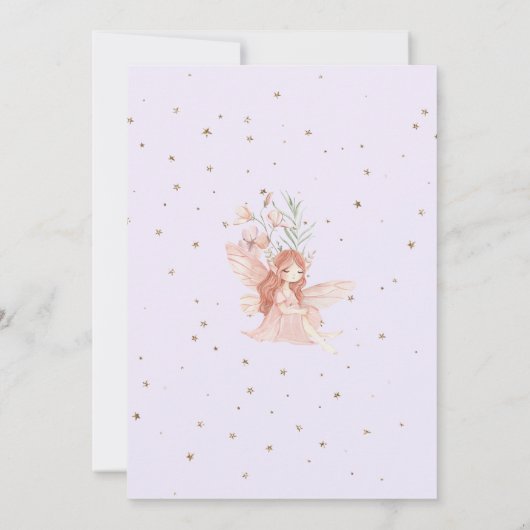 Fairy First Birthday Whimsical Garden Purple Kaart (Achterkant)