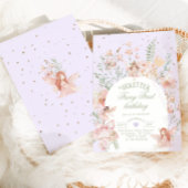 Fairy First Birthday Whimsical Garden Purple Kaart