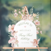 Fairy First Birthday Whimsical Purple Welcome Acryl Bord (Neutraal)