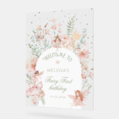 Fairy First Birthday Whimsical Purple Welcome Acryl Bord (Hoek)