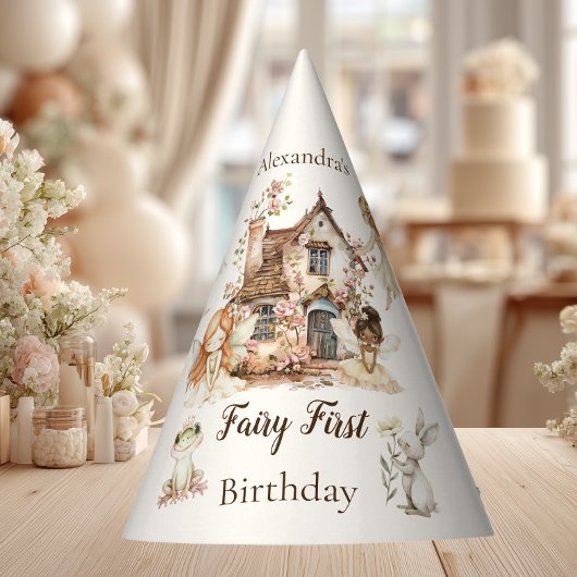Fairy First Birthday Woodland Floral Feesthoedjes