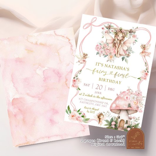 Fairy First Blonde Hair Girl verjaardagsuitnodigin Kaart