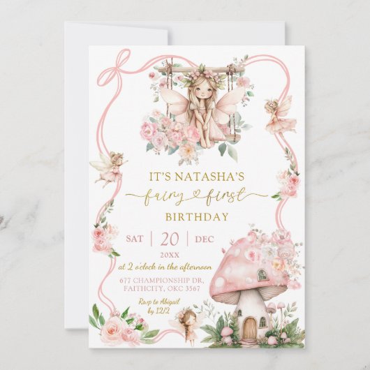 Fairy First Blonde Hair Girl verjaardagsuitnodigin Kaart (Voorkant)