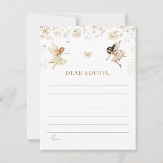 Fairy First Boho Verjaardagsfeest Time Capsule Notitiekaartje (Voorkant)