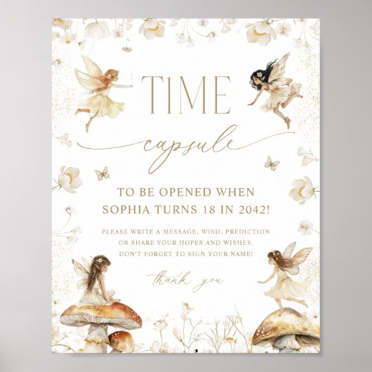 Fairy First Boho Verjaardagsfeest Time Capsule Poster (Voorkant)
