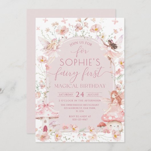 Fairy First Enchanted Garden Fairy Girl Verjaardag Kaart (Voorkant / Achterkant)