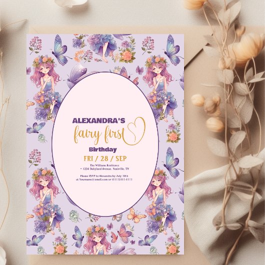 Fairy First Enchanted Woodland 1st Birthday Kaart