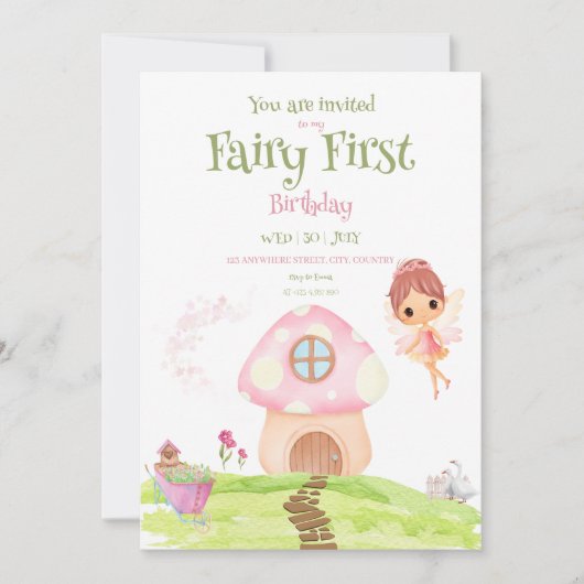 Fairy First Fairyland & Garden verjaardagsuitnodig Kaart (Voorkant)
