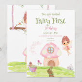 Fairy First Fairyland & Garden verjaardagsuitnodig Kaart (Voorkant / Achterkant)