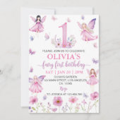 Fairy First Floral Garden Butterfly Birthday Party Kaart (Voorkant)