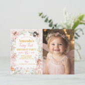 Fairy First Floral Garden Verjaardagsfoto Kaart (Staand voorkant)