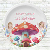 Fairy First Floral Girl's 1st Birthday Party Papieren Bordje