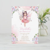Fairy First garden birthday Party Invitation Kaart (Staand voorkant)