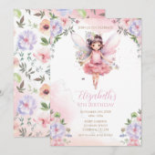 Fairy First garden birthday Party Invitation Kaart (Voorkant / Achterkant)