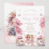 Fairy First garden birthday Party Invitation Kaart (Voorkant / Achterkant)