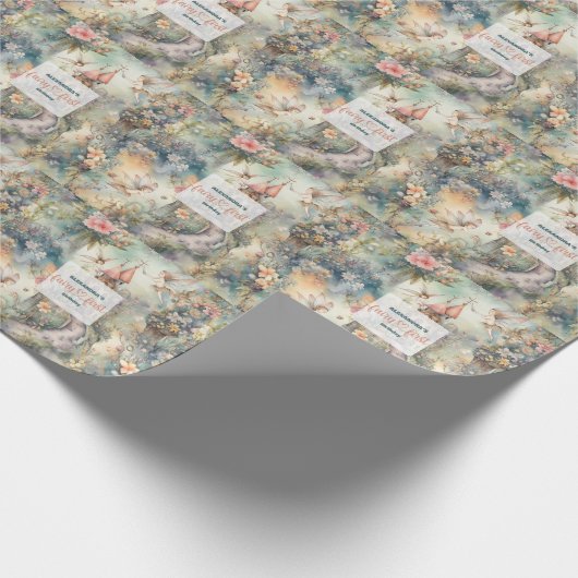 Fairy First Girl's 1e verjaardag Cadeaupapier (Hoek)