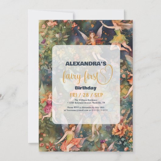 Fairy First Girl's 1e verjaardag Kaart (Voorkant)