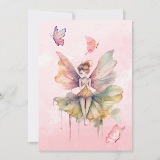 Fairy First Girl's 1e verjaardag Kaart (Achterkant)