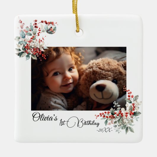 Fairy First Girl's 1e verjaardag Keramisch Ornament (Voorkant)