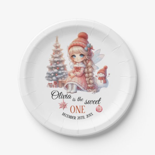 Fairy First Girl's 1e verjaardag Papieren Bordje (Voorkant)