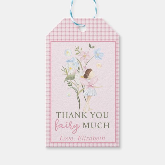 Fairy First Girl's 1e verjaardagsfeestje Dank je Cadeaulabel (Voorkant)