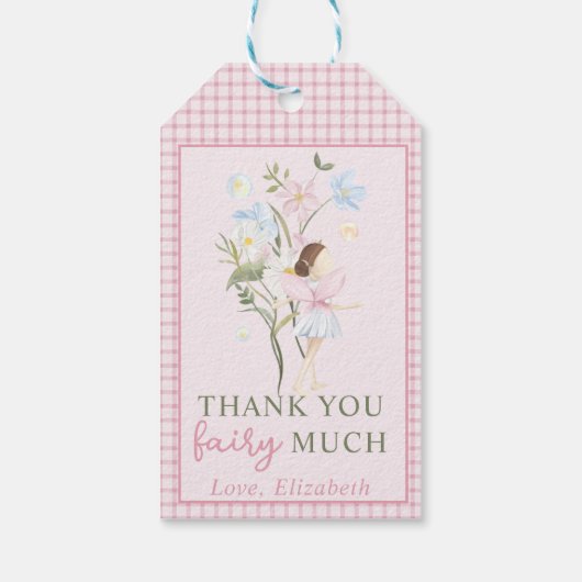 Fairy First Girl's 1e verjaardagsfeestje Dank je Cadeaulabel (Achterkant)