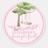 Fairy First Girl's 1e verjaardagsfeestje gepersona Ronde Sticker (Voorkant)
