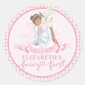 Fairy First Girl's 1e verjaardagsfeestje gepersona Ronde Sticker (Voorkant)