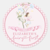Fairy First Girl's 1e verjaardagsfeestje gepersona Ronde Sticker (Voorkant)