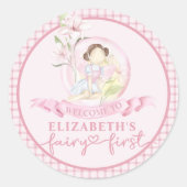 Fairy First Girl's 1e verjaardagsfeestje gepersona Ronde Sticker (Voorkant)