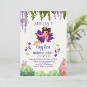 Fairy First Girl's 1st Birthday Enchanted forest Kaart (Staand voorkant)