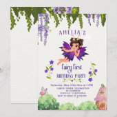Fairy First Girl's 1st Birthday Enchanted forest Kaart (Voorkant / Achterkant)