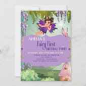 Fairy First Girl's 1st Birthday Enchanted forest Kaart (Voorkant)