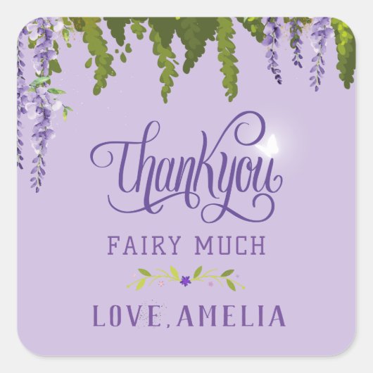 Fairy First Girl's 1st Birthday Enchanted forest Vierkante Sticker (Voorkant)