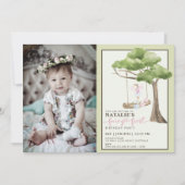 Fairy First Girl's 1st Birthday Party Custom Foto Kaart (Voorkant)