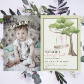 Fairy First Girl's 1st Birthday Party Custom Foto Kaart