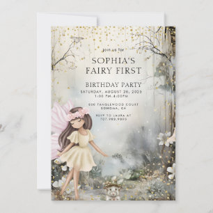 Fairy First Girl's Birthday Enchanted Forest Kaart