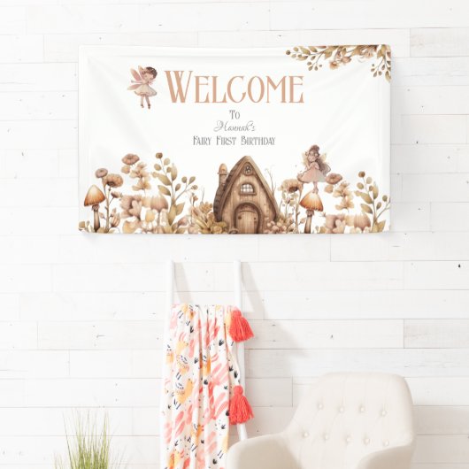 Fairy First Magic Boho Verjaardag Welkom Spandoek (Insitu)