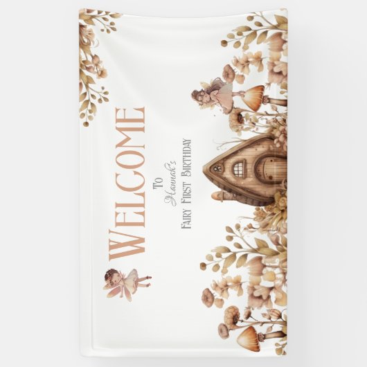 Fairy First Magic Boho Verjaardag Welkom Spandoek (Verticaal)
