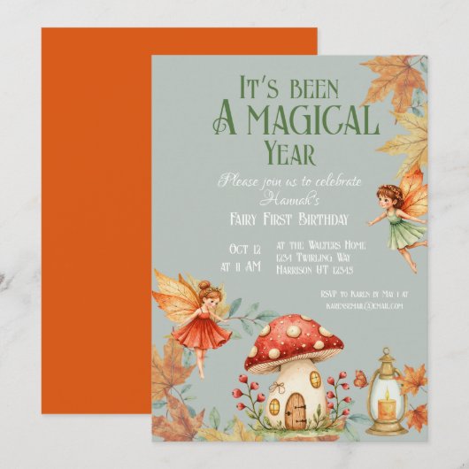 Fairy First Magic Fall Birthday Kaart (Voorkant / Achterkant)