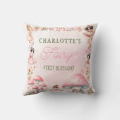 Fairy First Mushroom House Pink Birthday Kussen (Achterkant)