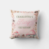 Fairy First Mushroom House Pink Birthday Kussen (Voorkant)
