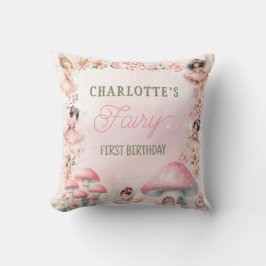 Fairy First Mushroom House Pink Birthday Kussen