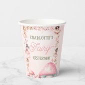 Fairy First Mushroom House Pink Birthday Paper cup Papieren Bekers (Voorkant)