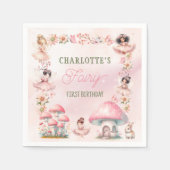 Fairy First Mushroom House Pink Birthday Servet (Voorkant)