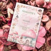 Fairy First Mushroom House Roze Verjaardag Kaart