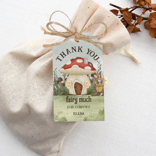 Fairy First Mushroom Woodland Bedankt Cadeaulabel