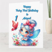 Fairy First Photo Girly Kids Verjaardagsgroet Kaart (Voorkant)