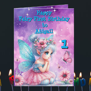 Fairy First Photo KIds BIrthday Wenskaart Kaart