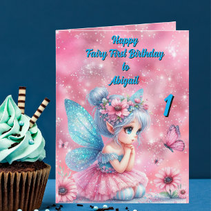 Fairy First Photo KIds BIrthday Wenskaart Kaart